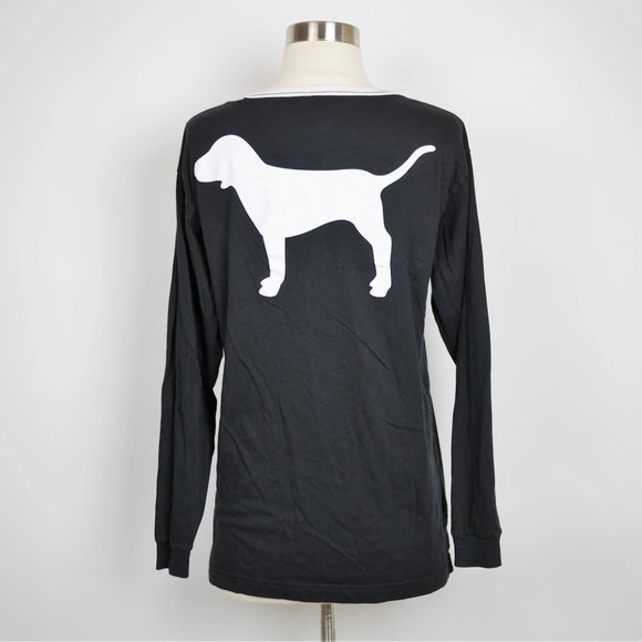 VS PINK Black dog logo long sleeve T-shirt loose - Picture 5 of 9